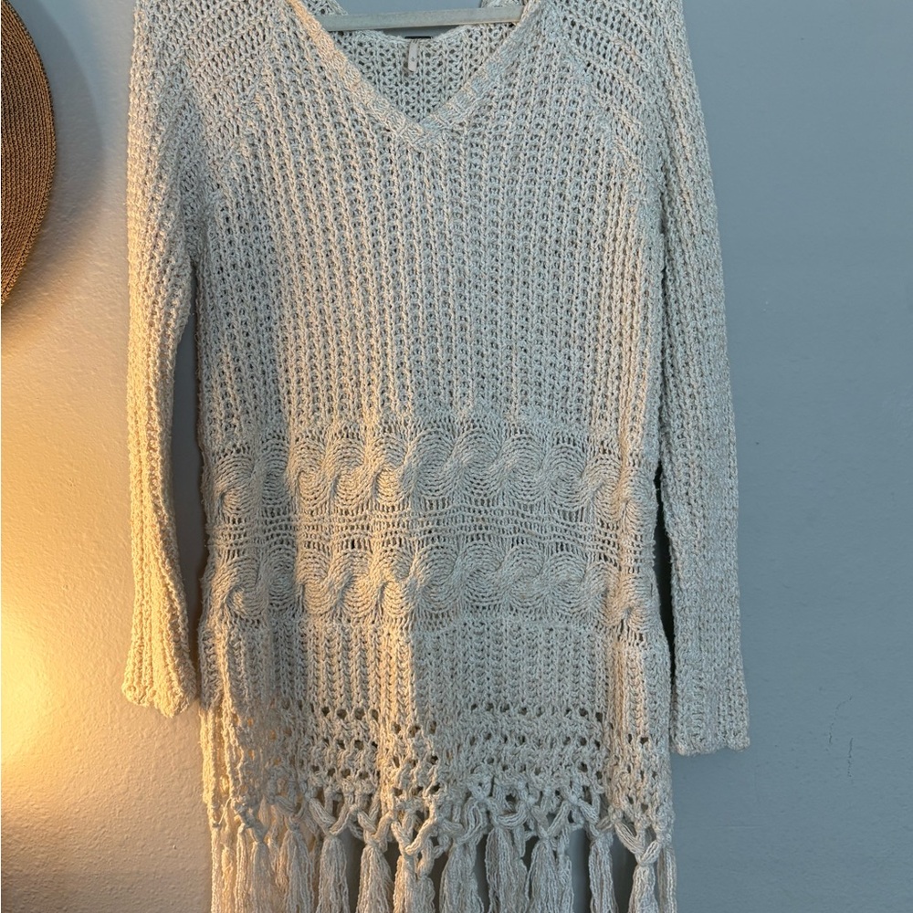 Free People Cream Knit Tunic/Swim Cover Up